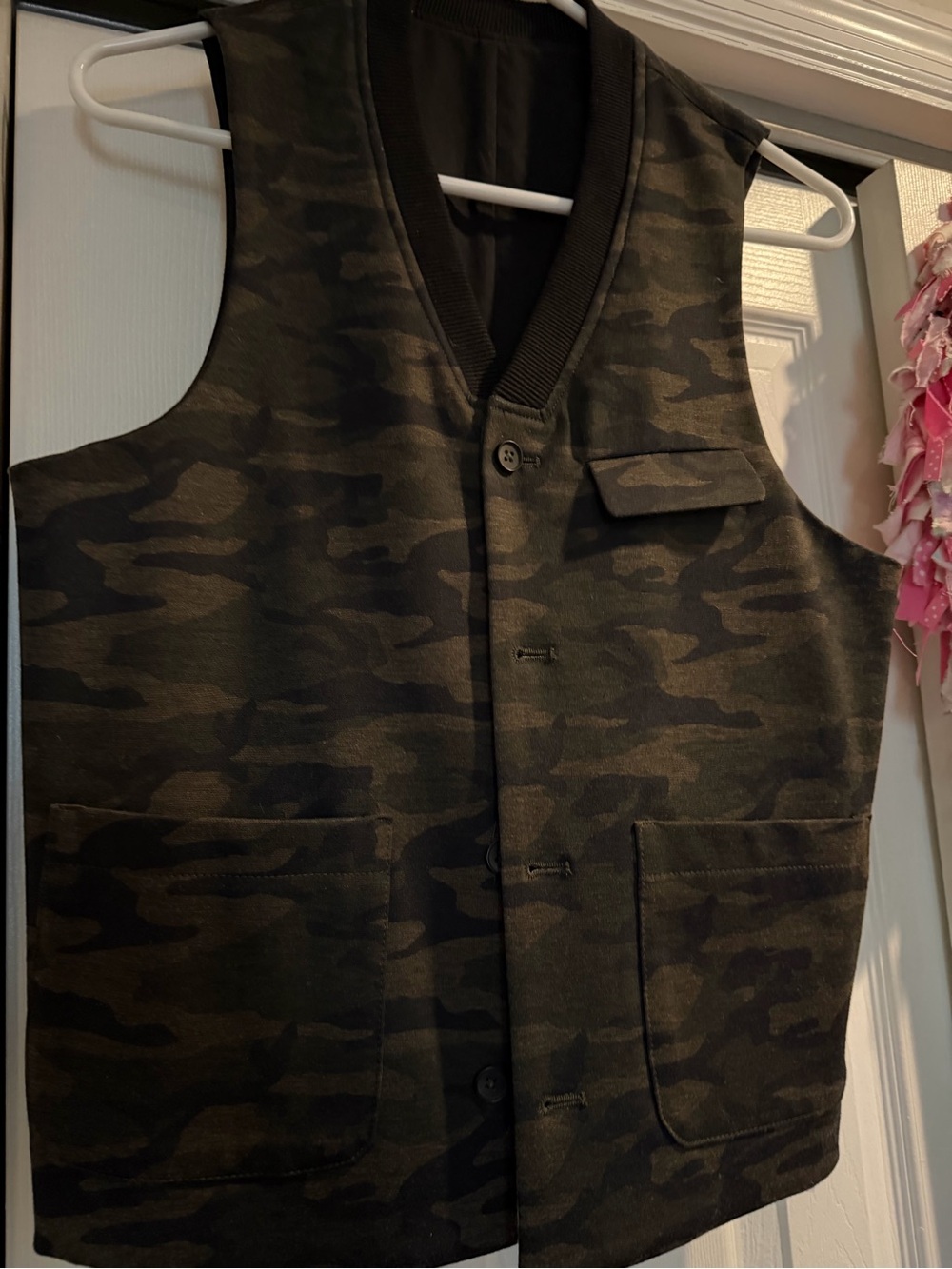 ASOS Men's Olive Green & Black Camo Button Vest